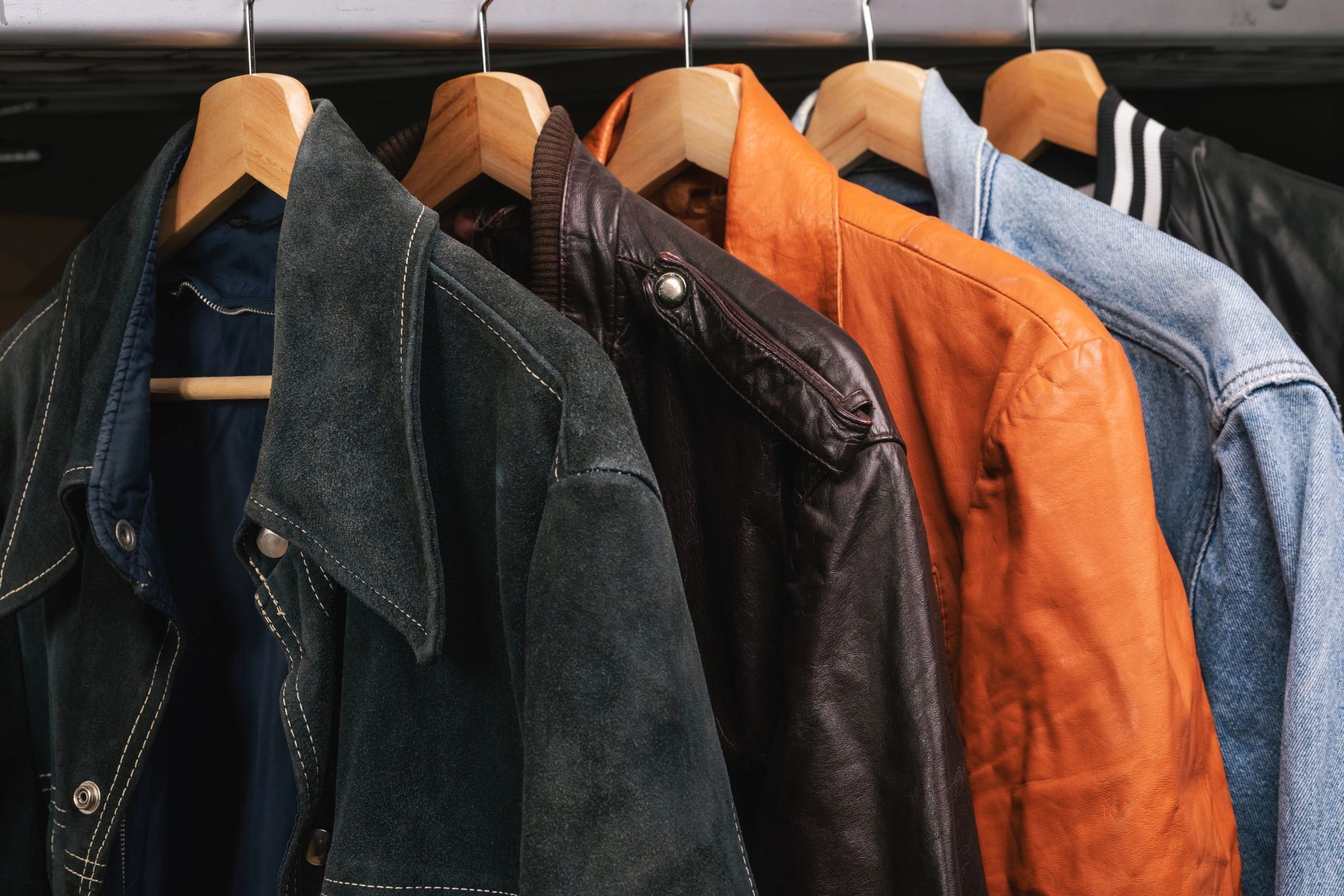 Trendy vintage clothes on display